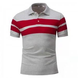 Summer comfortable short sleeve striped plus size men’s POLO T shirt