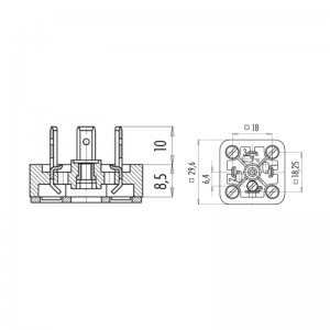 Wasserdichter Typ A IP65 2P+E 3P+E schwarzer Magnetventil-Stecker mit quadratischem Sockel