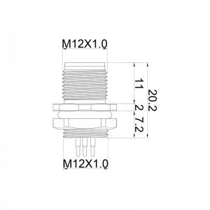M12 macho montagem em painel traseiro fixado tipo PCB rosca de conector à prova d'água M12X1.0