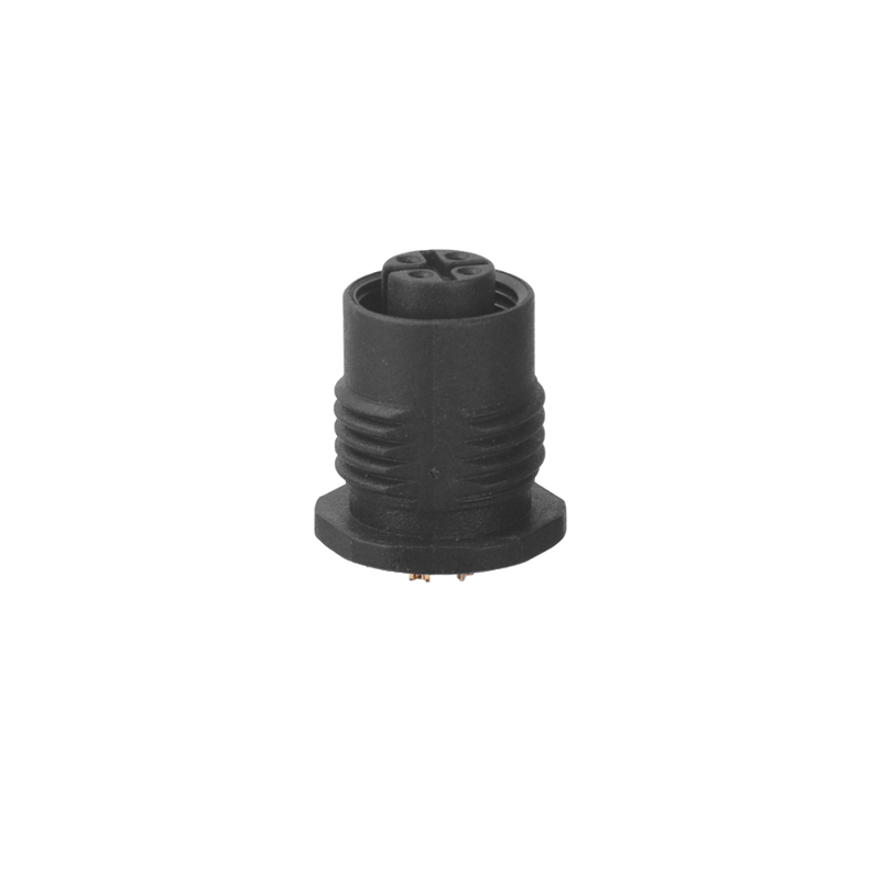 M12 Female Panel Mount Front Fastened Plastic Waterproof Electrical Connector