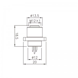 M12 母面板安装方形法兰防水电源插座连接器