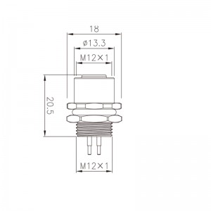 Wasserdichter elektrischer Steckverbinder mit M12-Buchse, Panelmontage, rückseitig befestigt, PCB-Typ