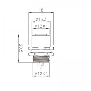 M12 Steker Konektor Listrik Tahan Air Plastik Pengencang Belakang Pemasangan Panel Betina