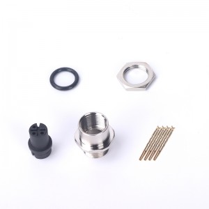 M12 Female Panel Mount Rear Fastened Waterproof Connector With Solder Cup
