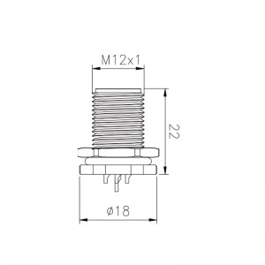 M12 manlike paneelmontering voor vasgemaakte plastiek waterdigte elektriese verbinding