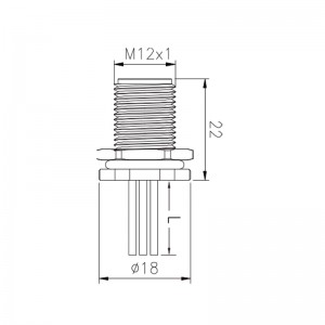 M12 ກະດານຊາຍ Mount Front Fastened Waterproof Connector ໄຟຟ້າທີ່ມີສາຍ