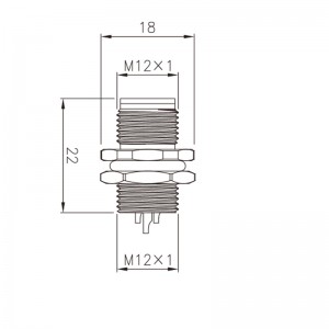 Wasserdichter elektrischer Steckverbinder mit M12-Stecker für Schalttafelmontage auf der Rückseite aus Kunststoff