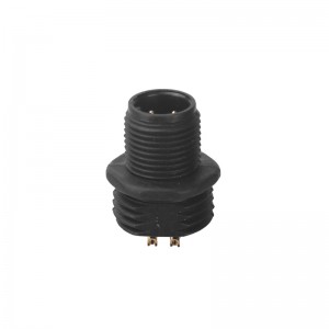 M12 Male Panel Mount Rear Fastened Plastic Waterproof Electrical Connector