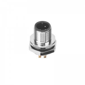 M12 Male Panel Mount Rear Fastened Waterproof Electrical Connector With Solder Cup