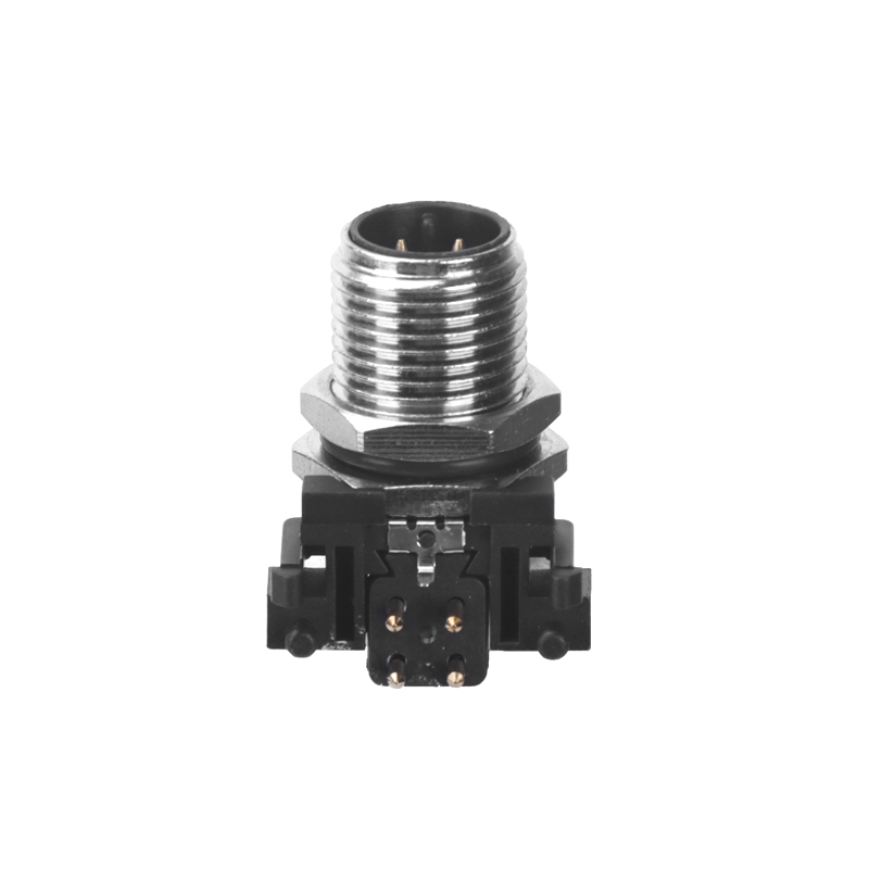 M12 male panel mount PCB 90 90 degree connector 