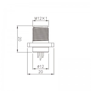M12 수형 패널 마운트 사각 플랜지 방수 전기 소켓