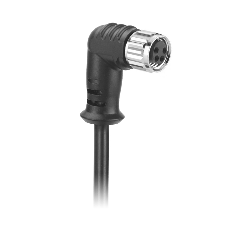 M8 Cable Female Molded A Coded Waterproof Electrical Connector Right Angle Shielded