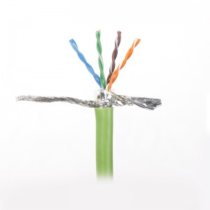 SFTP CAT5E 4P*26 +ADB OD6,00 černý/zelený PVC ethernetový kabel s pláštěm