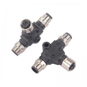 Can Bus 3 Way T Y Type Adapter M12 M8 Y Splitter Cable Female to Male Molded Electrical Connector for Led Outdoor Lighting