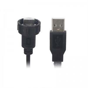 USB 2.0 Industrial Waterproof Female Male Overmould Panel Mount Screw Lock Type Connectors Cable