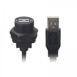 USB 2.0 산업용 방수 여성 남성 오버몰드 패널 마운트 나사 잠금 유형 케이블 커넥터