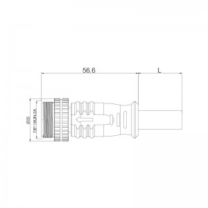 7/8 Zoll Mini-Stecker, 3, 4, 5, 6-adrig, umspritzter Kabelstecker, IP67, elektrischer wasserdichter Stecker