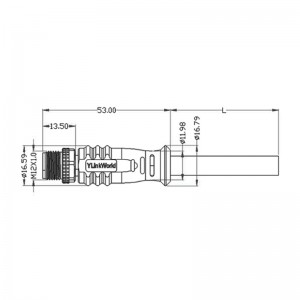 M12オスストレートIP68/IP67延長ケーブル付き自動シールド防水コネクタ