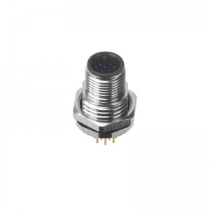 M12 Male Panel Mount Front Fastened Waterproof Electrical Connector With PG9 Screw Thread