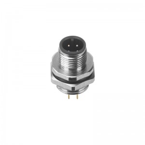 M12 Male Panel Mount Rear Fastened Waterproof Electrical Connector With Thread M16X1.5