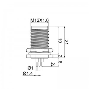 M12 Paneli mashkullor i montimit të përparmë PCB i fiksuar Lloji i prizës elektrike i papërshkueshëm nga uji