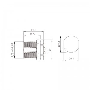 7/8-Zoll-Mini-Stecker, 3, 4, 5, 6-polig, Panelmontage-Buchse, IP67, wasserdichte Steckverbinder für die Stromversorgung