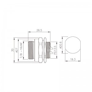 7/8” Mini Mashkull 3 4 5 6 Prizë për montim të panelit pole IP67 Konektues të papërshkueshëm nga uji për furnizim me energji elektrike