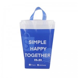 સ્ટેન્ડિંગ બોટમ સાથે ડિઝાઇન પ્લાસ્ટિક શોપિંગ બેગને હેન્ડલ કરો