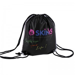 Custom Argraffu Matte Backpack Dylunio Black Drawstring Bag