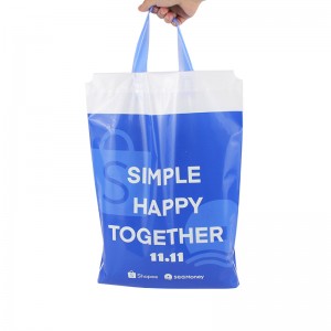 Rankenėlės dizaino plastikinis pirkinių krepšys su stovinčiu dugnu