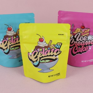 Holographic Foil Mylar Ziplock Pouch Zkittlez Snacks Gummies Packaging Bag nga May Tin-aw nga Bintana