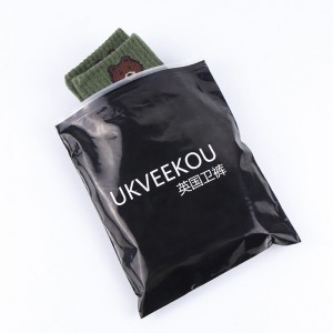 Customized own logo black frosted CPE zipper bag with circle plastic bag 