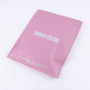bolsa de roupa interior de embalaxe personalizada de roupa rosa con cremalleira