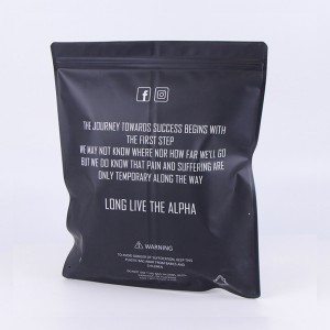 μαύρη τσάντα συσκευασίας με φερμουάρ προσαρμοσμένου μεγέθους και χρώματος