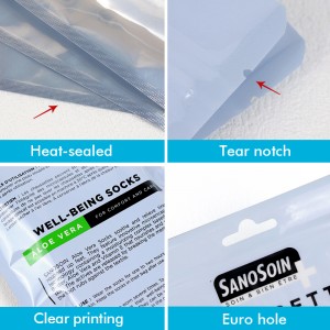 Clear Transparent Front Side Shoe Pad Packaging Ziplock Bag
