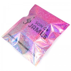 Aluminum Foil Pink Holographic Laser Poly Mailer Bag