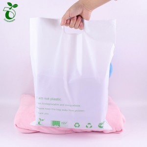 Custom Logo Design Printed Biodegradable PLA+PBAT Carrier Punch handle bags