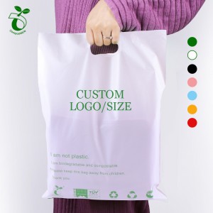Дизајн на приспособено лого печатени биоразградливи PLA+PBAT торби за рачка со носач