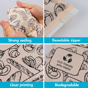 Customized Color Biodegradable Clothing Zipper Bags