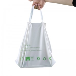 Bolsa de cordón de plástico ecolóxico biodegradable e compostable con logotipo personalizado
