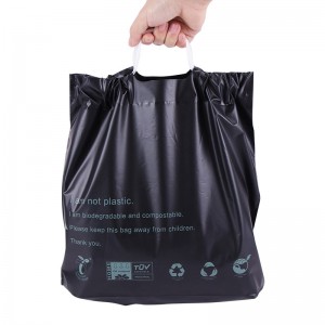 Ekolojik zanmitay biodégradables ak konpostabl plastik Custom Logo drawstring Bag