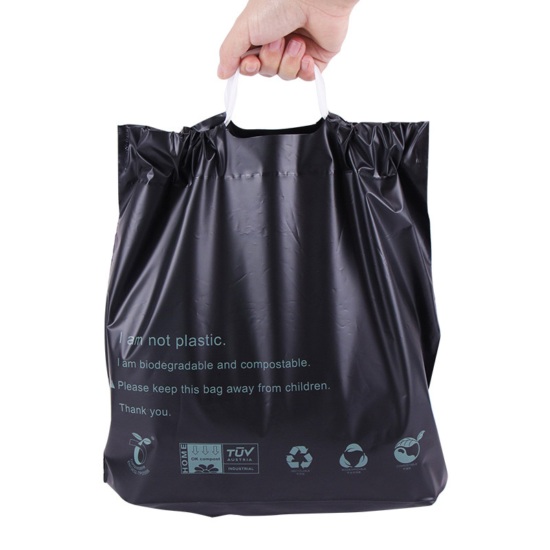 Eco Friendly Biodegradable and compostable Plastic Custom Logo drawstring Bag (6)