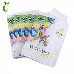 Eco friendly custom own logo compostable stand up clothing white bags