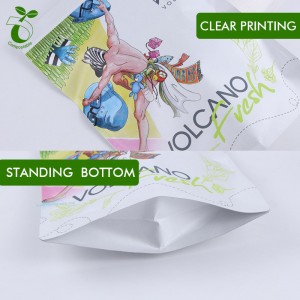 Eco friendly custom own logo compostable stand up clothing white bags