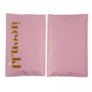 Fancy Pink Matte Mailer Bag With Golden Glossy Printing