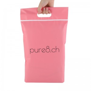 Pink tøjemballage Frosted Ziplock-taske med håndtagsdesign