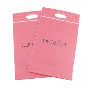 Pink Clothing Packaging Frosted Ziplock Bag With Handle Design