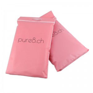 Pink tøjemballage Frosted Ziplock-taske med håndtagsdesign
