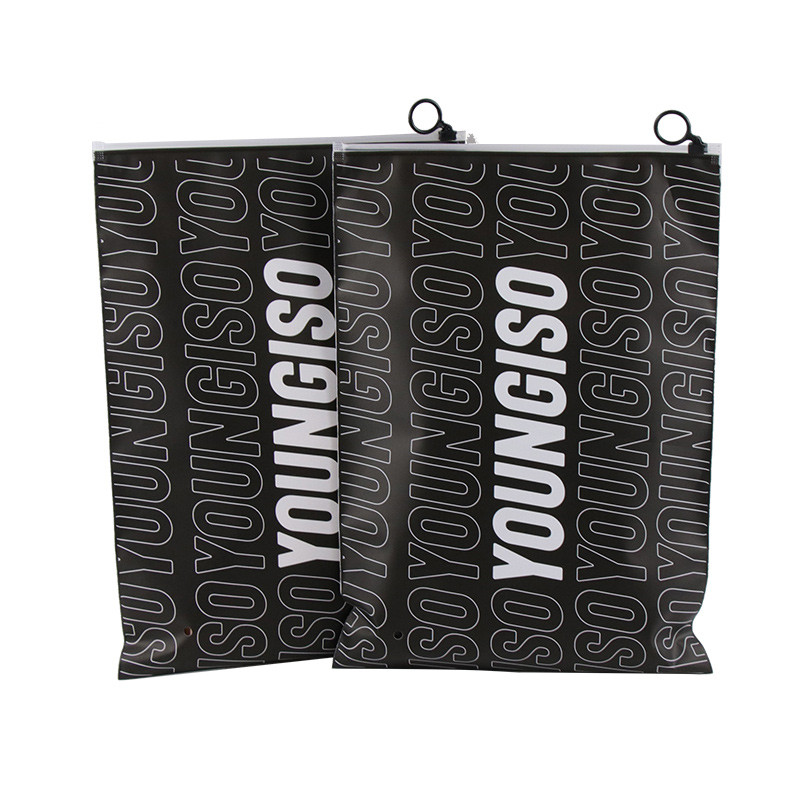 High quality custom logo CPE frosted apparel ring zipper bags  (2)