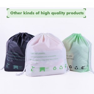 Hege kwaliteit miljeufreonlike klean biologysk ôfbrekbere klean drawstring tassen